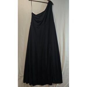 Birdy Grey Black One Shoulder Maxi Dress with Slit Size 2X